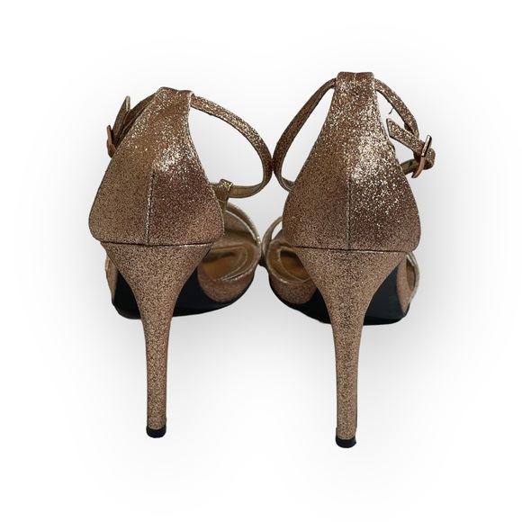 Steve Madden  Red Carpet Glittery Ankle Strap Stiletto Heel Sandals  Rose Gold - Picture 5 of 16